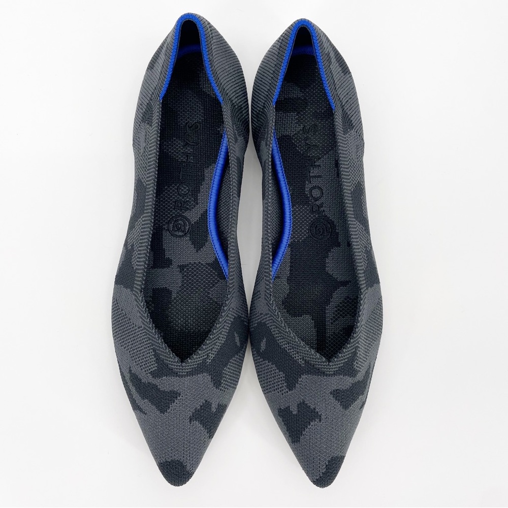 Rothy’s The Point Dark Gray Camo Retired Pointed ballet Flats Size 10.5 New Grey